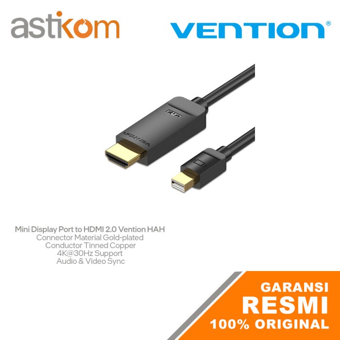 Kabel Mini Display Port to HDMI 2.0 Vention Black HAH