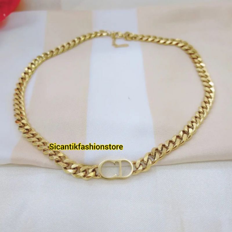 KALUNG TITANIUM WANITA RANTAI KECIL LIONTIN CDD TRENDING ASLI TITANIUM ANTI KARAT SELAMANYA KALUNG SISIK NAGA VINTAGE TRENDING LAPIS EMAS 18K PERHIASAN WANITA TERBARU TERLARIS FASHION STYLE WANITA KOREA