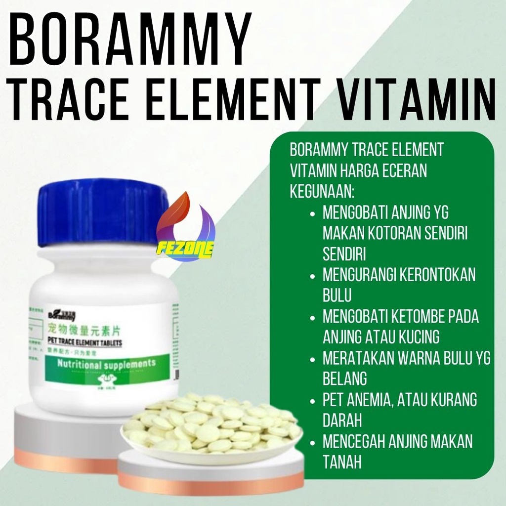 Pet Vitamin Bulu Lebat Trace Element Meningkatkan Anemia Rambut Rontok Anemia FEZONE