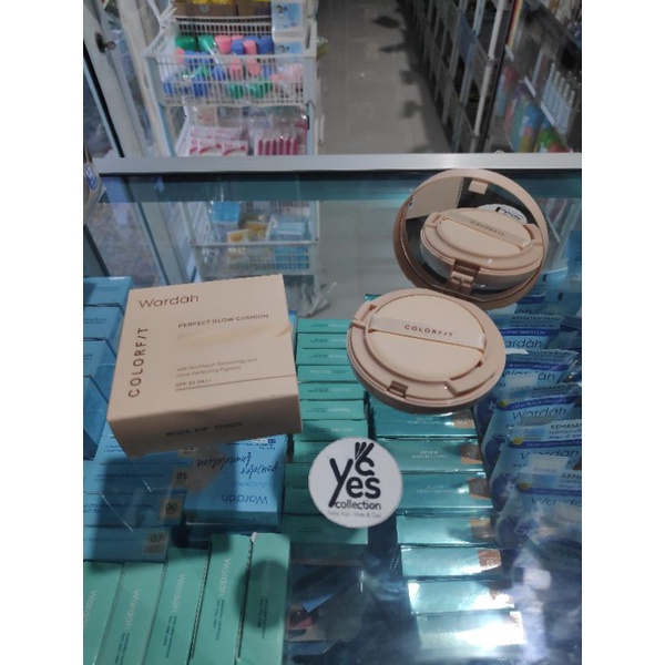 Wardah Tempat + Kaca + Refil + Puff Bedak Padat Muka Colorfit Perfect Glow Cushion 15 gr Face Powder Compact Makeup Wajah ORI Original 11C Pink Fair 22N Light Ivory 23W Warm 32N Neutral Beige 33W Olive 42N Sand 43W Golden 52N Almond