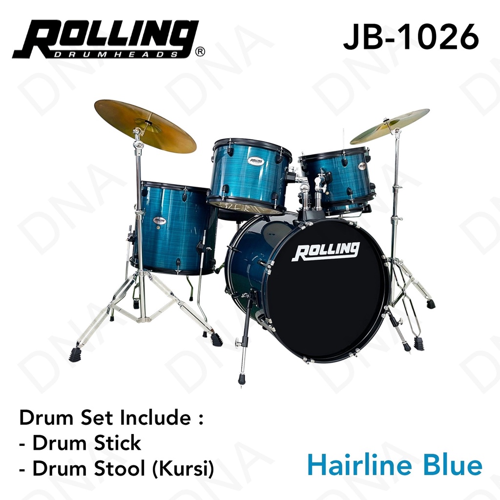 Jual Drum Set ROLLING JB1026 (Hairline Blue) ORIGINAL Shopee Indonesia