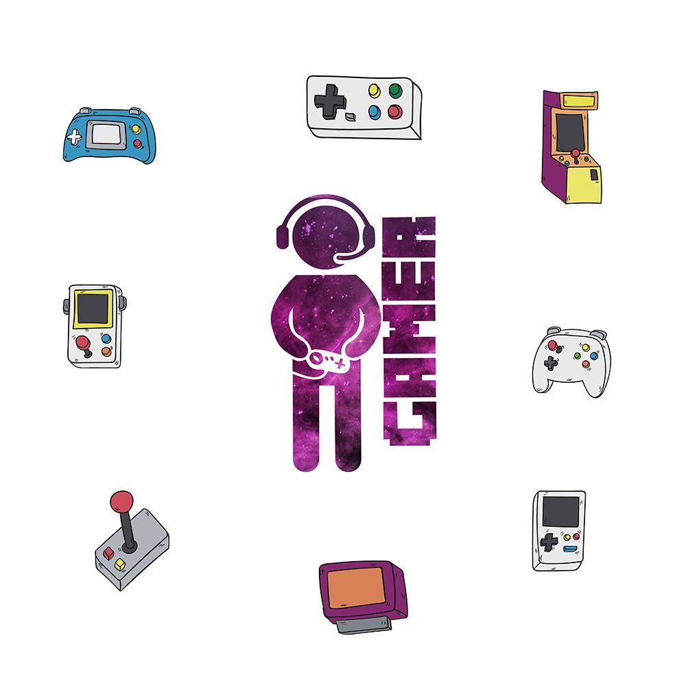 Preva Stiker Dinding Kreatif Kamar Tidur Self-adhesive Game Handle Stiker Pintu Zona Gaming Video Game Dekorasi