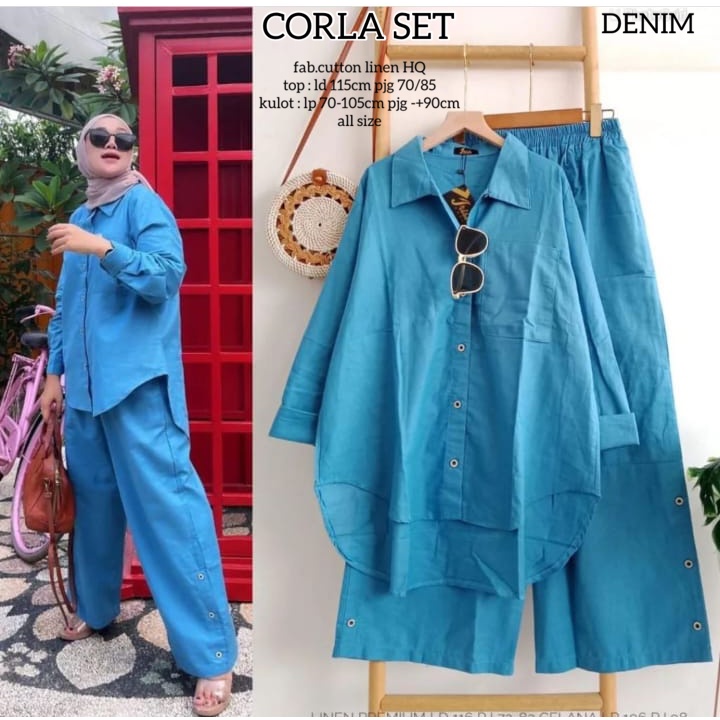 Corla set ( oversized shirt + kulot ) setelan wanita