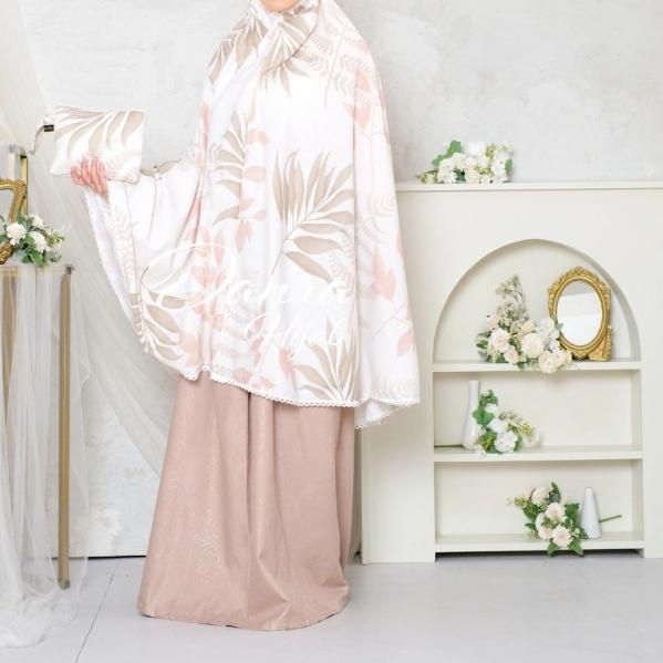 New Mukena Zafira Putih Pink Hijau Shabby Chic Katun Adem Danra Hijab - 16