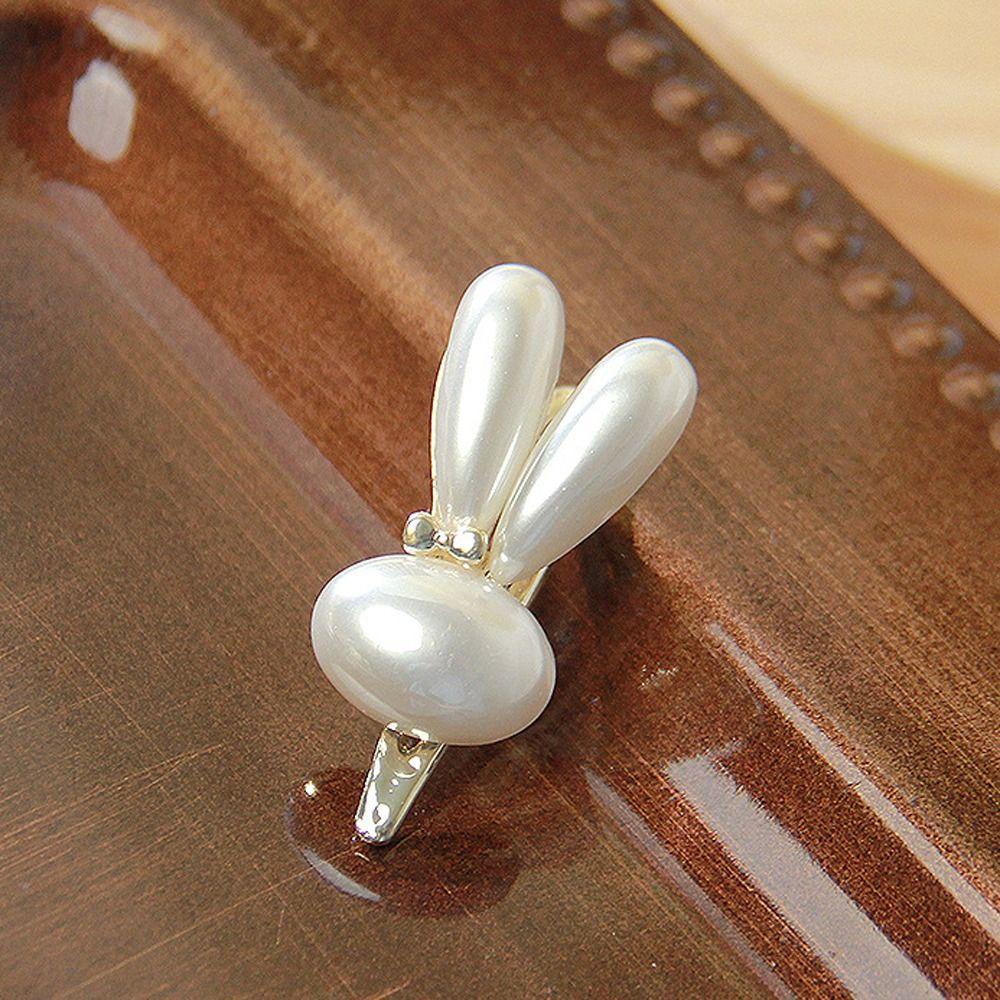 MXBEAUTY Rabbit Pearl Hairpin Cute Sweet Mermaid Women Hair Accessories Bangs Clip Sweet Bunny Ears Ornaments Children Super Fairy Barrettes Duckbill Clips