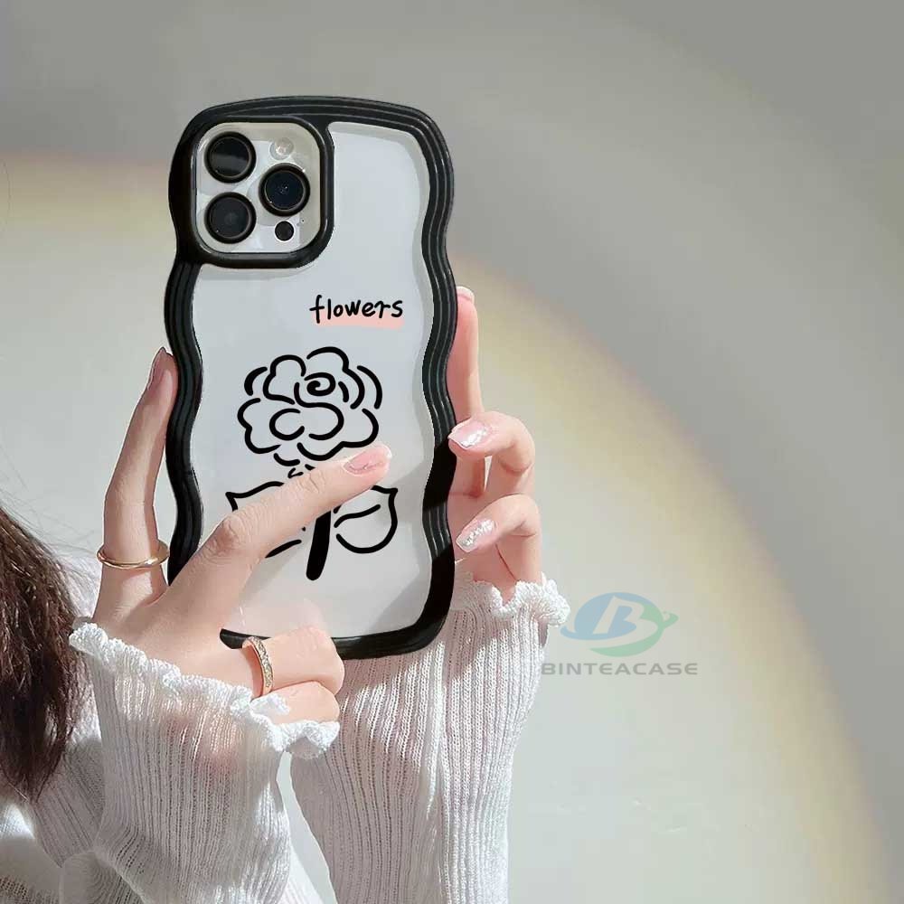 Realme C30 C31 C33 C33 C35 C21Y C25Y Realme 10 RealmeC11 C25 C17 C15 C12 C3 C2 Realme 7i 5 5i 6i 7 Pro Bunga Mawar Tepi Melengkung Casing Handphone TPU Binteacase