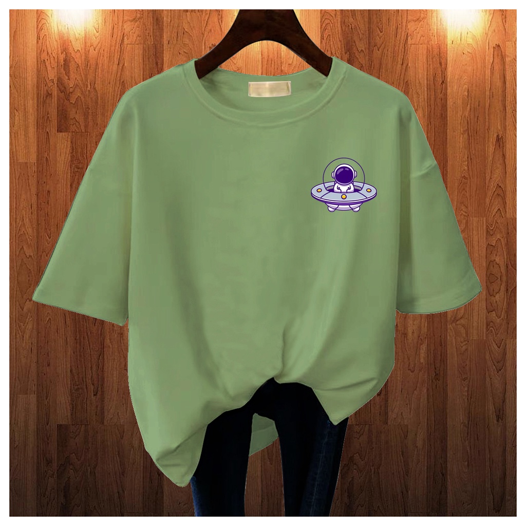 CALVIERO SHOP - BAJU KAOS ATASAN WANITA PRINT UFO ASTRO LOGO GALAXY PRINT