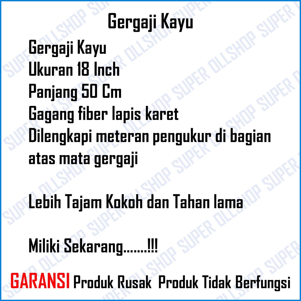 Gergaji Graji Kayu Gagang Fiber Lapis Karet Usa / Gergaji Kayu / Gergaji Gorok / Gergaji Potong Kayu