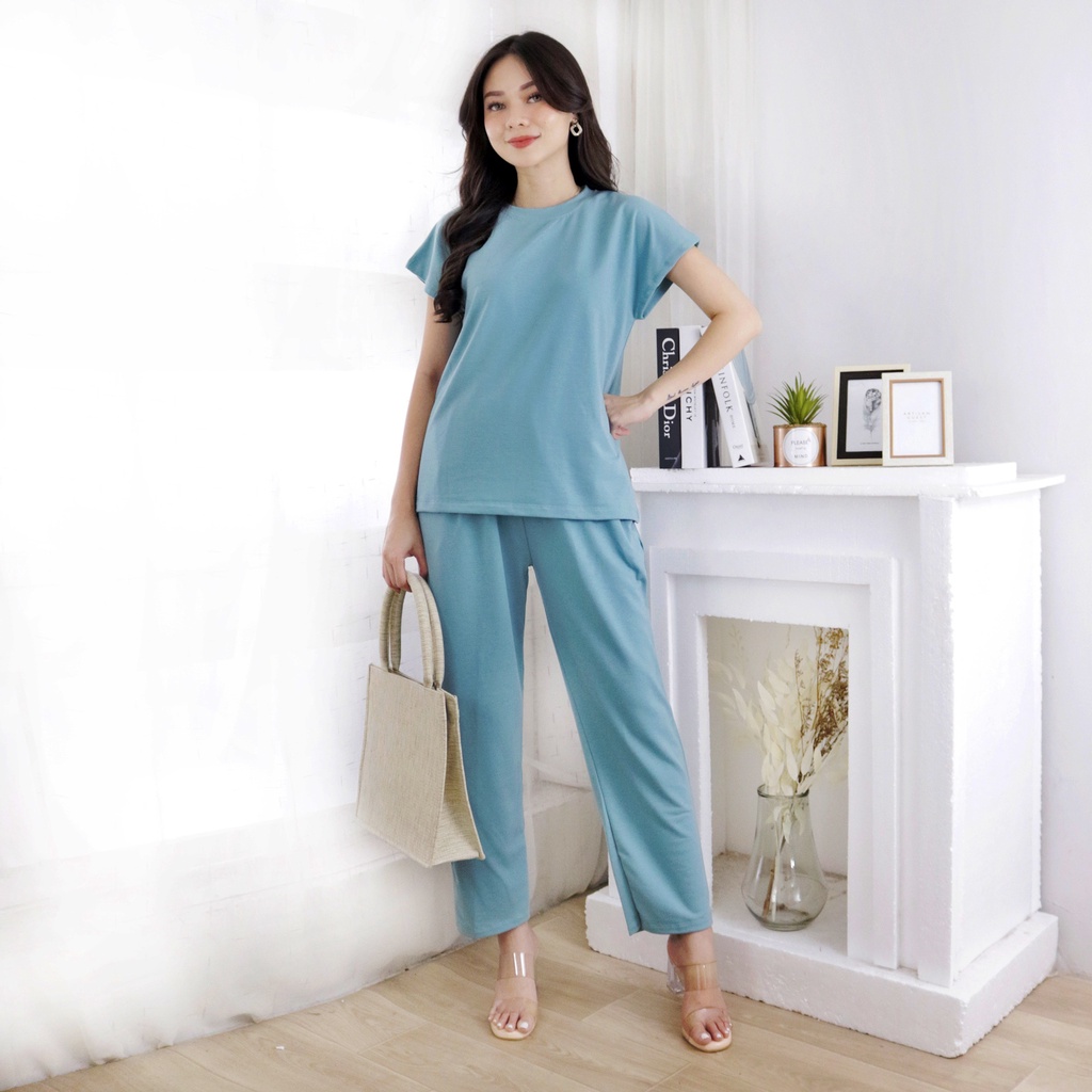 Setelan Celana Panjang | One Set kaos polos Celana Panjang | homewear Daily Set ADEM HALUS TEBAL