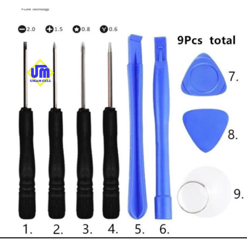 obeng hp android dan iphone opening tool 9 in 1