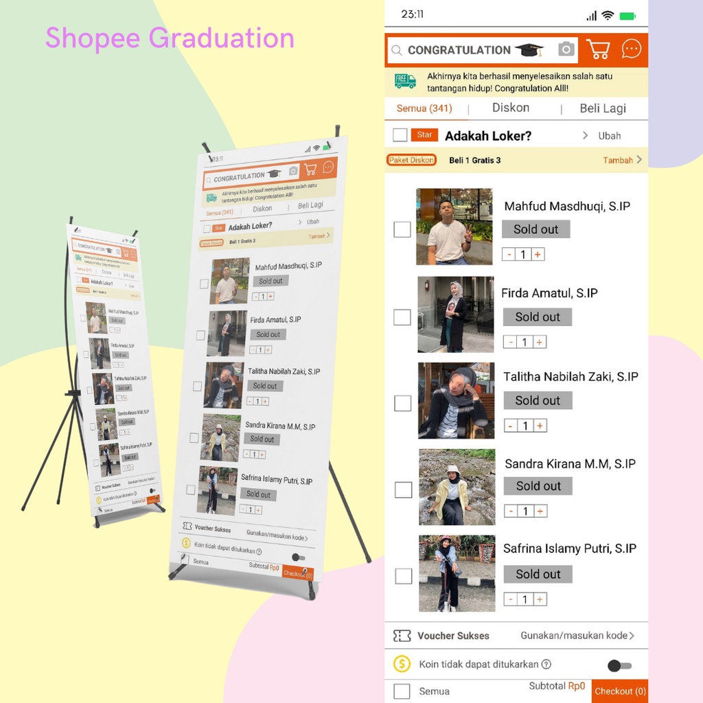 CETAK BANNER WISUDA SHOPEE CO [X-BANNER UKURAN 160x60]