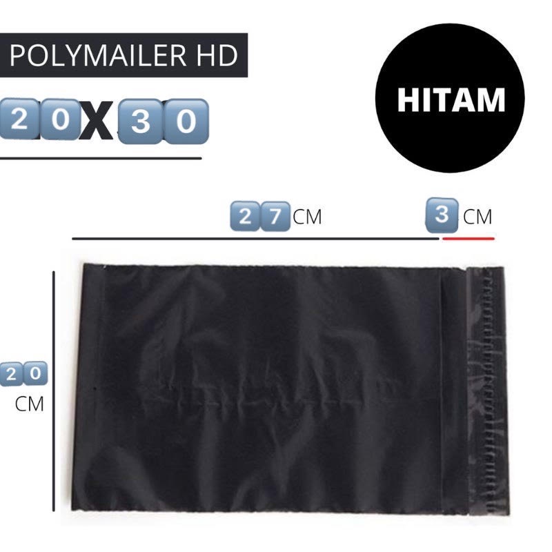 

Plastik Polymailer 20 x 30cm isi 100 pcs HItam Packing Online shop