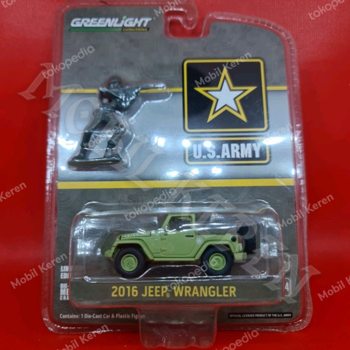 Diecast Greenlight US Army 2016 Jeep Wrangler Ban karet NUSEL