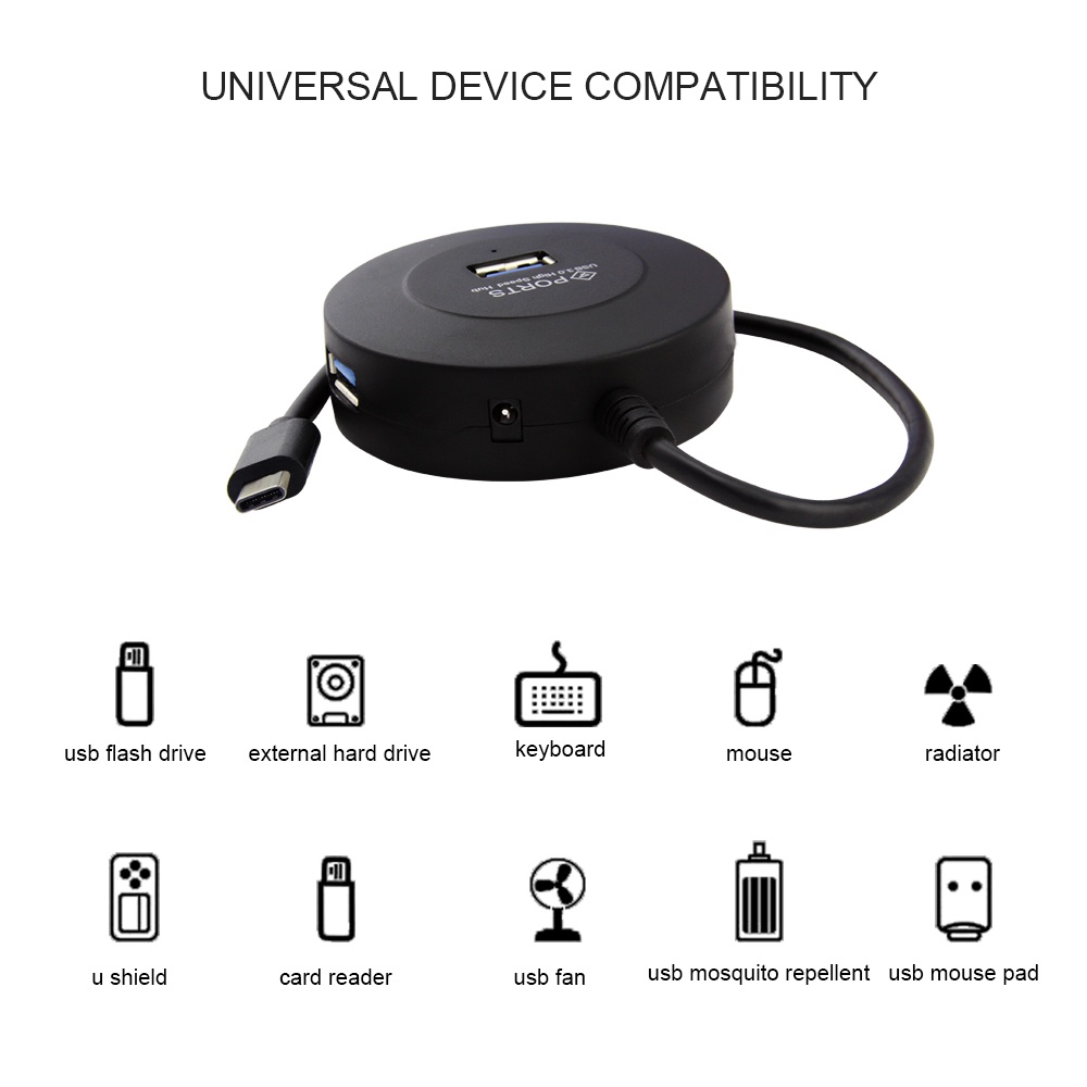 Hub Splitter 4 Port USB 3.1 Tipe-C 5Gbps Kecepatan Tinggi Untuk Macbook PC Laptop
