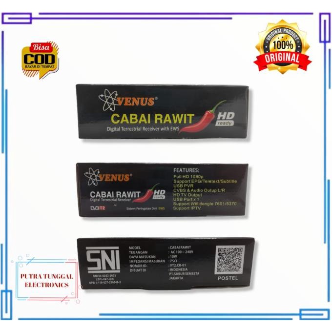 Receiver Venus Set Top Box Dvb-T2 Cabai Rawit Tv Digital