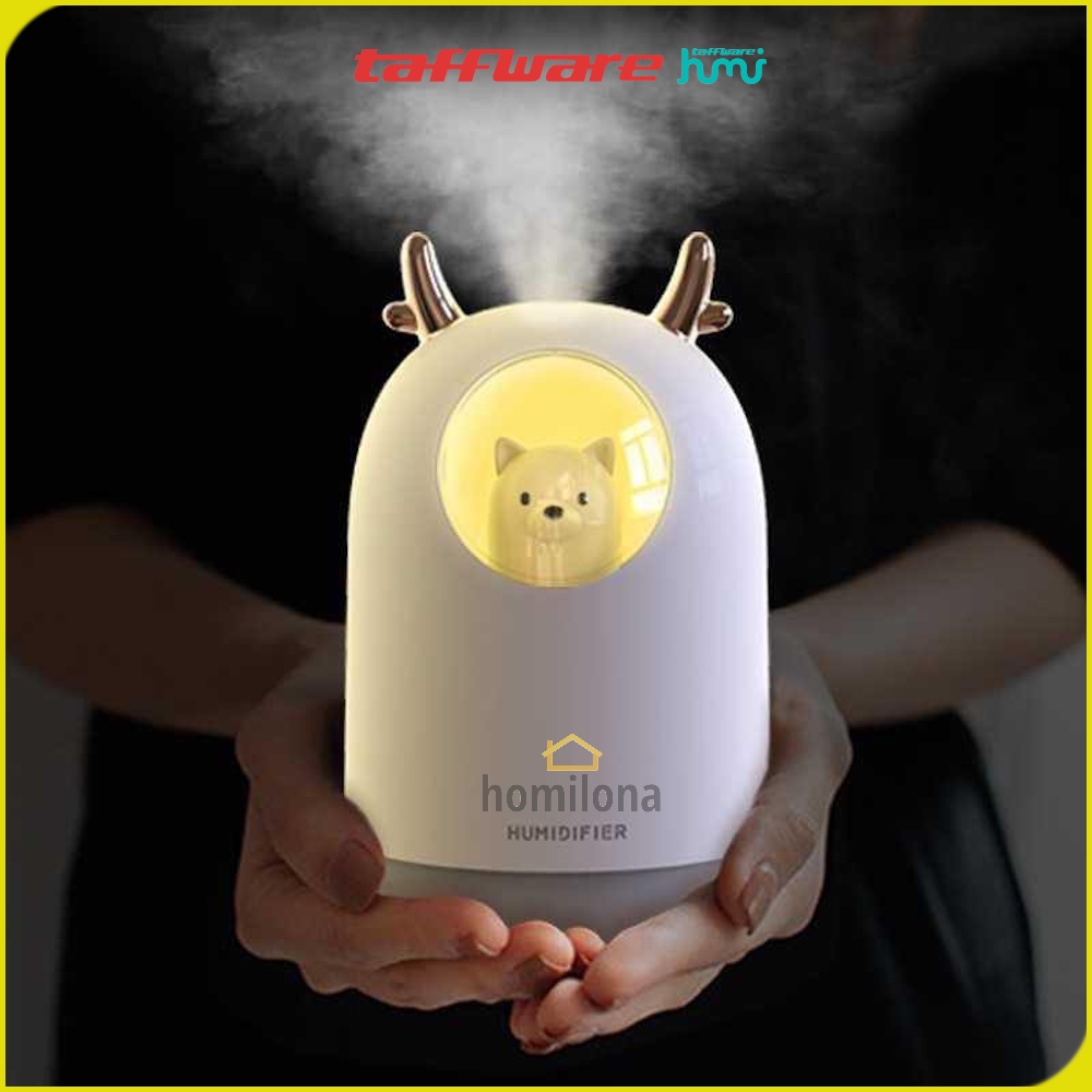 Air Humidifier Ultrasonic Aromatherapy Oil Diffuser RGB Pet Design 300ml Taffware Humi M106 White Pink