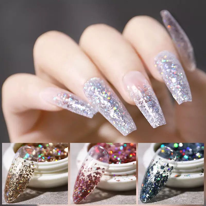 Laser Star Fragment Glitter Flakes Sequin Hiasan Nailart Super Shiny / Glitter Dekorasi Nailart Bubuk 6 WARNA SATUAN