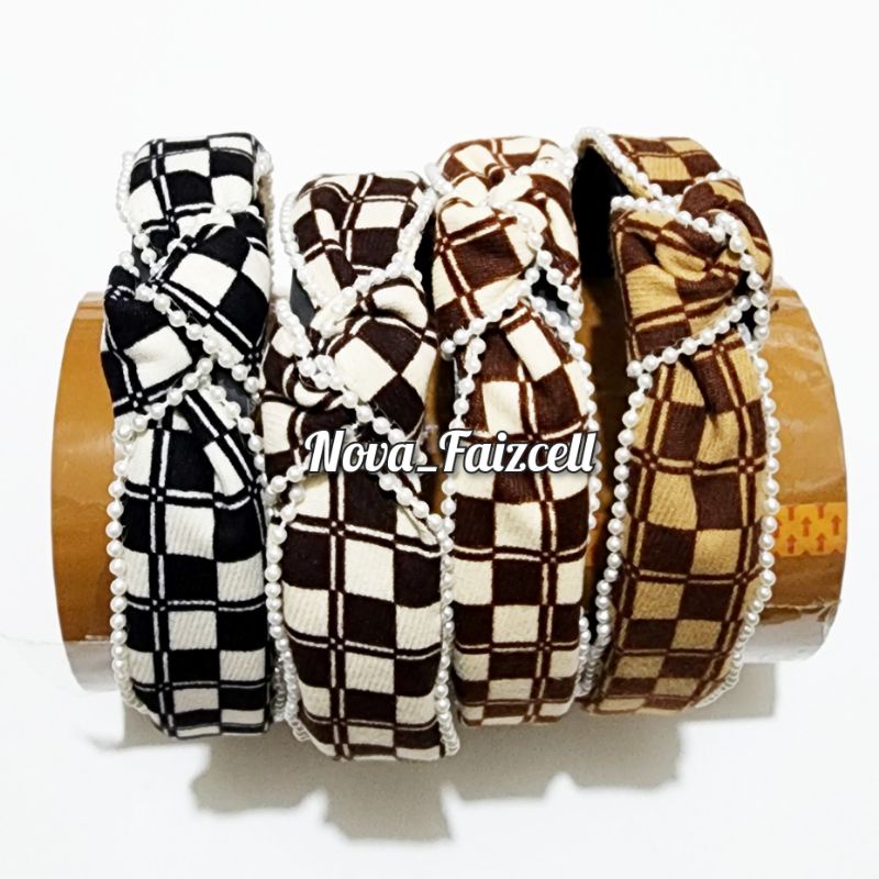 Bando Rambut Kotak Seri Coklat Premium Bandana korea Dewasa