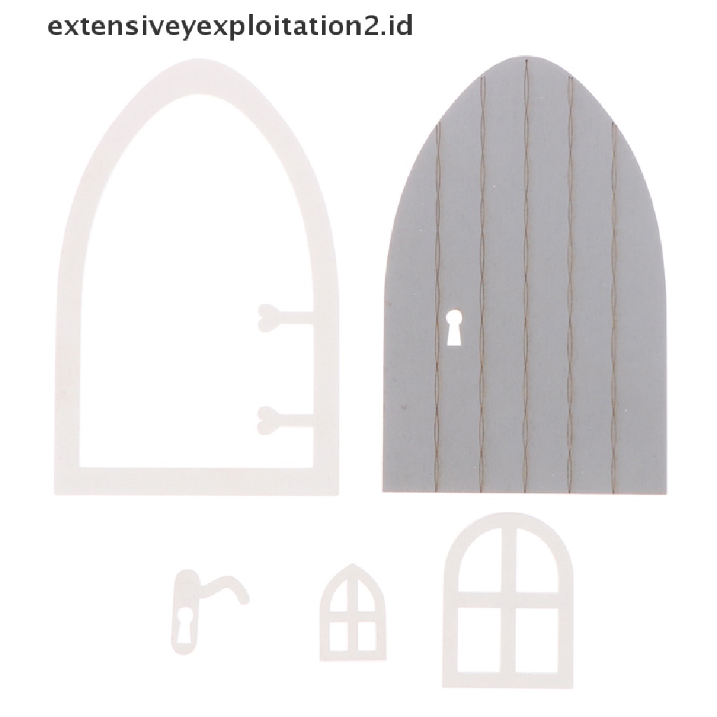 1 Set Miniatur Pintu / Jendela / Kenop Skala 1: 12 Untuk Dekorasi Rumah Boneka