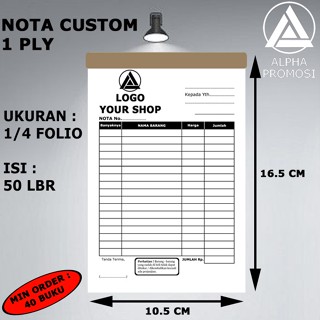 Jual Nota Custom 1 4 Folio 1 Ply Bahan Hvs Murah Nota Olshop Dagang Usaha Nota Kecil A6 Shopee Indonesia