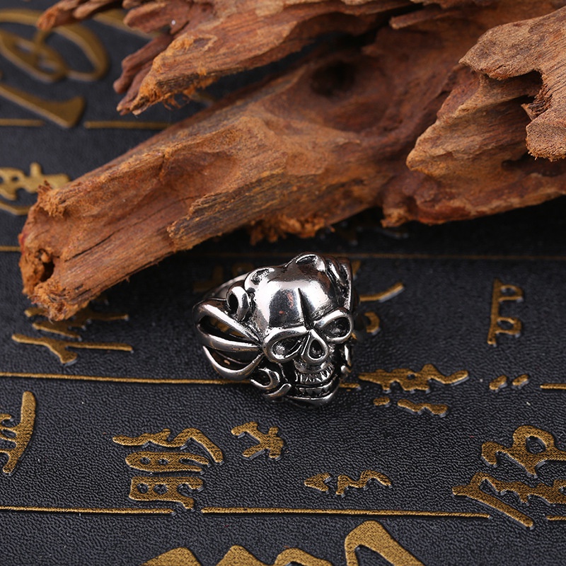 Cincin Desain Tengkorak Gaya punk Hip-hop Eropa Amerika Untuk Pria