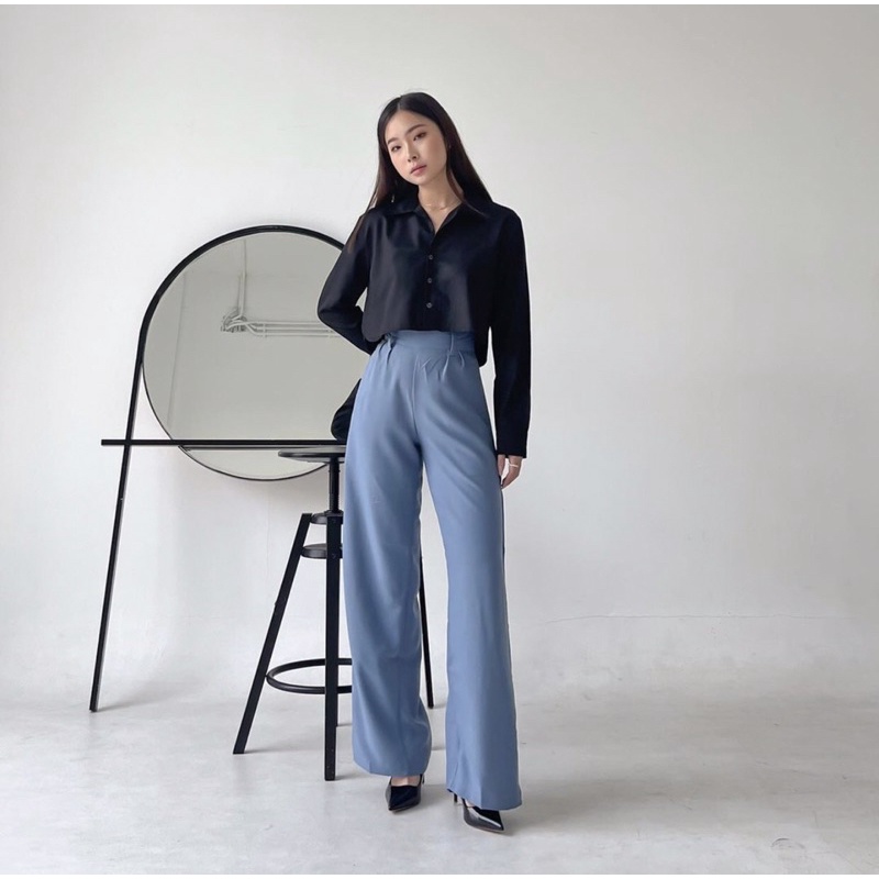 ILONA HIGH WAIST KOREA LONG PANTS - CELANA KULOT WANITA PREMIUM - CELANA  KERJA PANJANG FORMAL WANITA - FLOWY PANTS VERY HIGHWAIST CULLOTES - CELANA BAHAN - HADIAH ATAU KADO ULTAH CEWEK