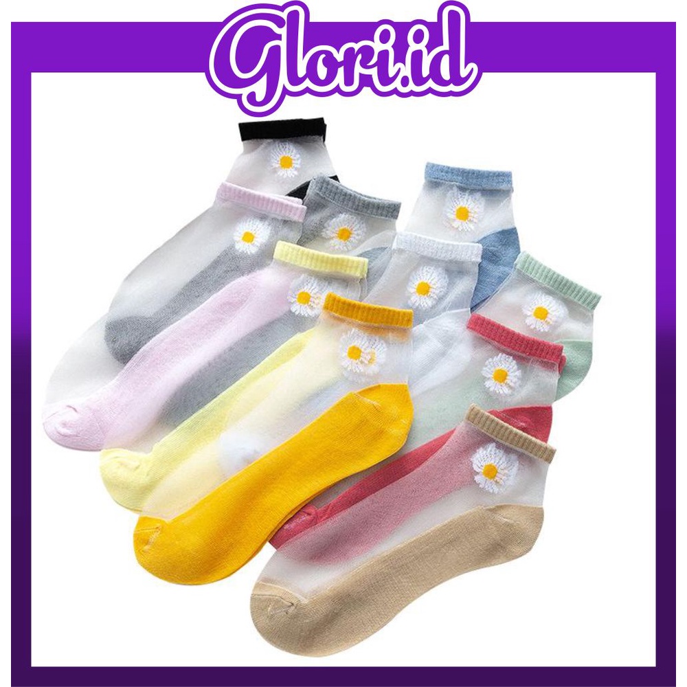 GLORI.ID Kaos Kaki Wanita / Kaos Kaki Transparan / Kaos Kaki Bunga / Socks / Fashion R179 R180 COD K