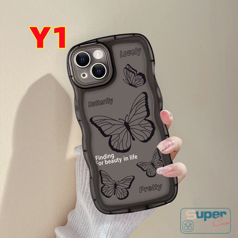 Retro Butterfly Case Samsung A04 A12 A14 A50s A04s A23 A32 A50 A13 A30s A03 A33 A21s A53 A30 A20s A31 A02s A52 A20 A51 A03s A11 A30 A52s A22 Soft TPU Fashion Wavy Edge Cute Case