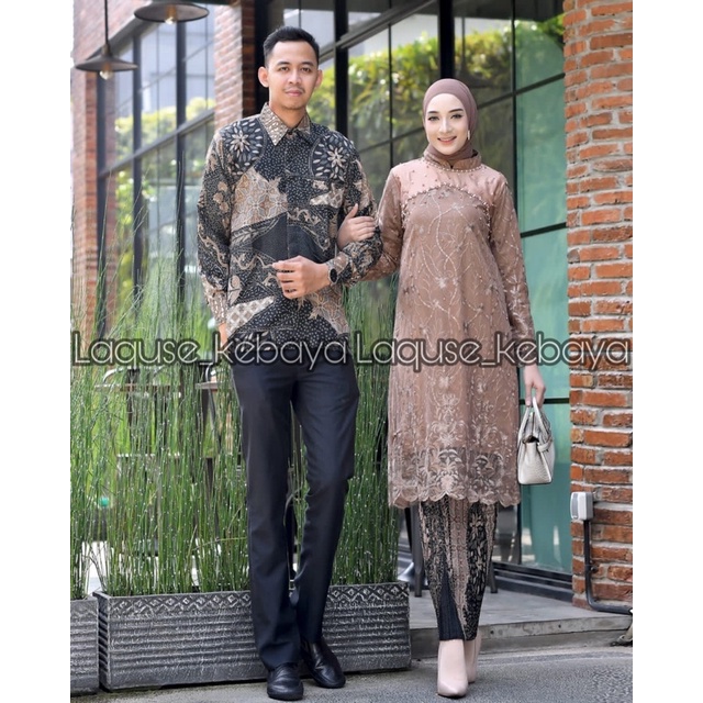 Setelan Kebaya Tunik Model Payet Batik Couple Modern Terbaru Outfit Pasangan Kondangan Wisuda By Laquse_kebayaa