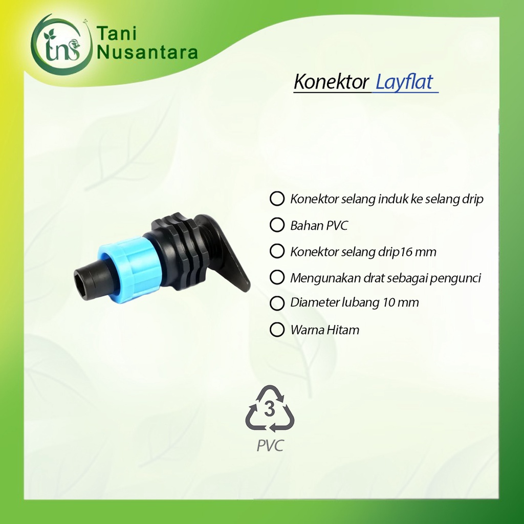 Konektor Hidroponik Layflat 317 Selang Induk ke Selang Drip 16 mm