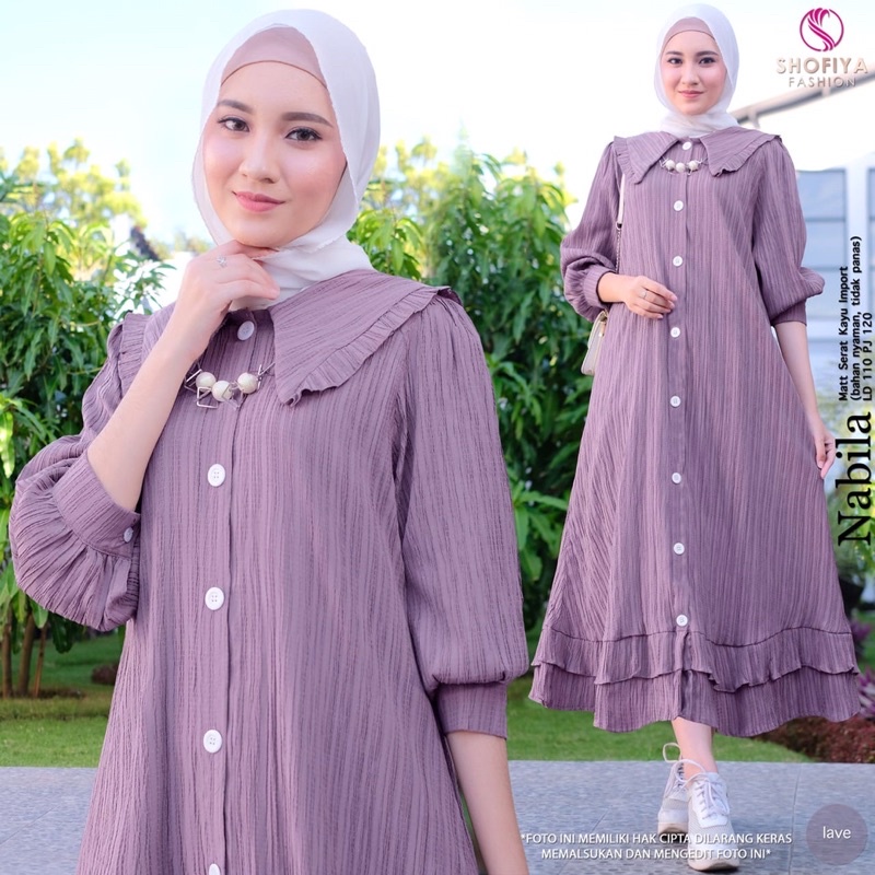 Midi Dress Nabila Maxy Original Shofiya Fashion Bahan Serat Kayu Import Ld 110