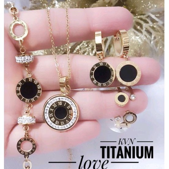 Titanium Set Perhiasan Wanita Bullgari Gold Anti Karat 211a