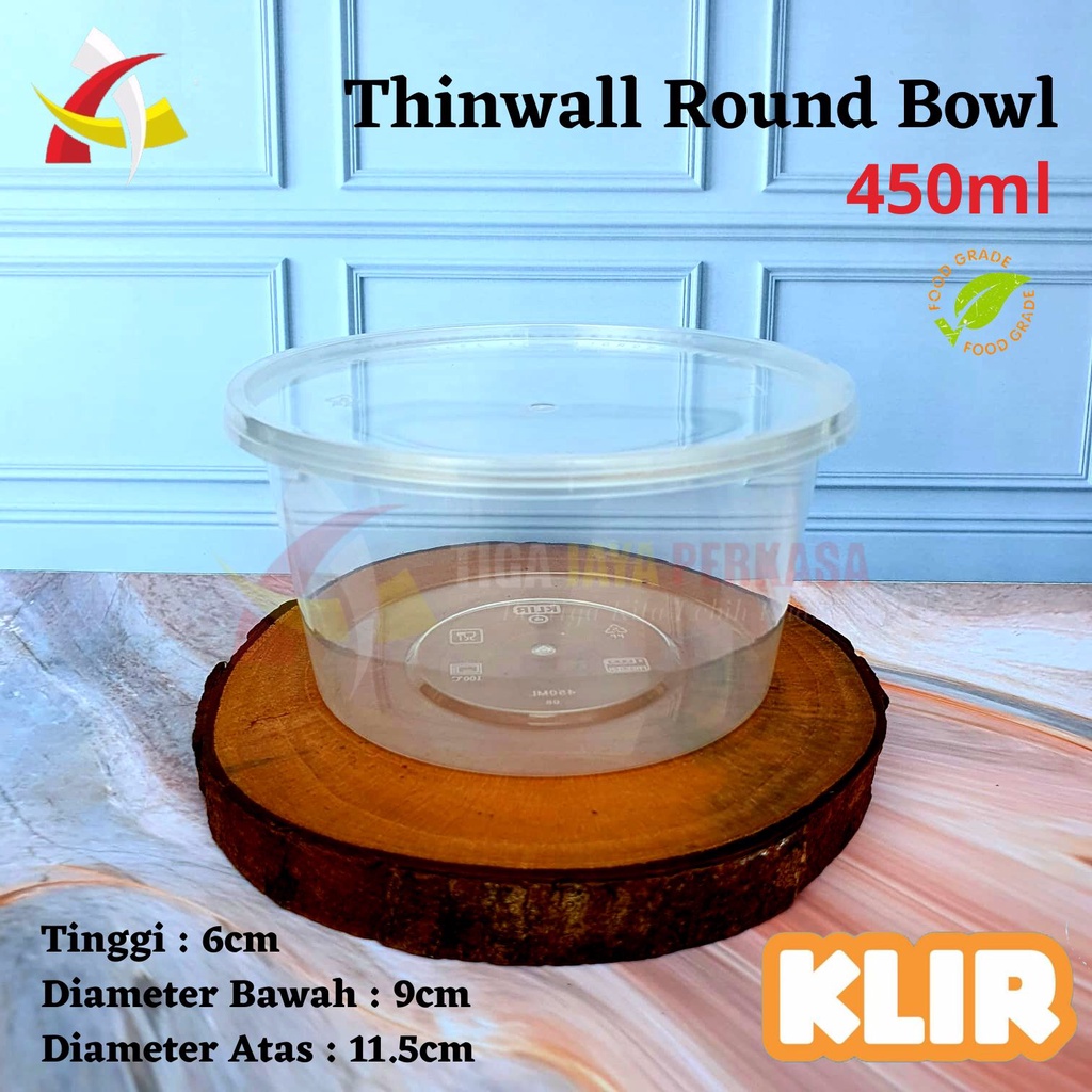 Thinwall Mangkok 450ml / Round Bowl 450 ml Klir / Mangkok Bulat 450ml / Thinwall 450ml Bowl @25pcs