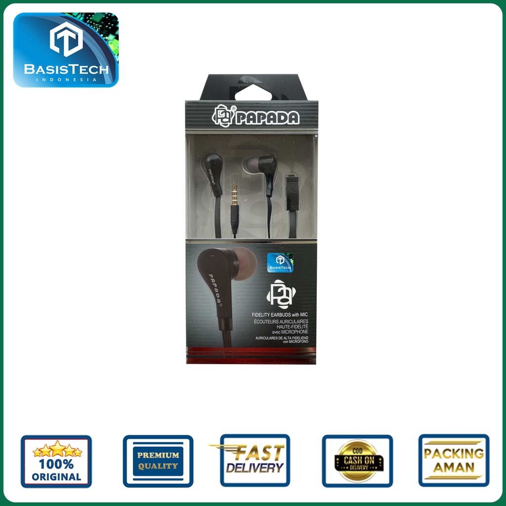 EARPHONE HEADSET FIDELITY EARBUDS WITH MIC PAPADA PA300