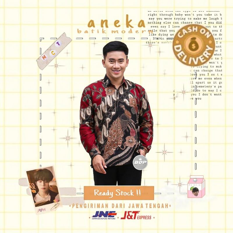 ATASAN KEMEJA HEM BATIK CAP PRIA LENGAN PENDEK KONDANGAN KERJA KANTOR FORMAL WARNA MERAH MAROON PUTI