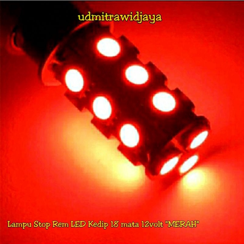 Lampu rem LED kedip 18 mata 12volt DC Lampu stop rem model kedip 12v kaki 2 plug and play mode kedip Lampu rem mobil motor truck 12volt DC sttrobo lampu