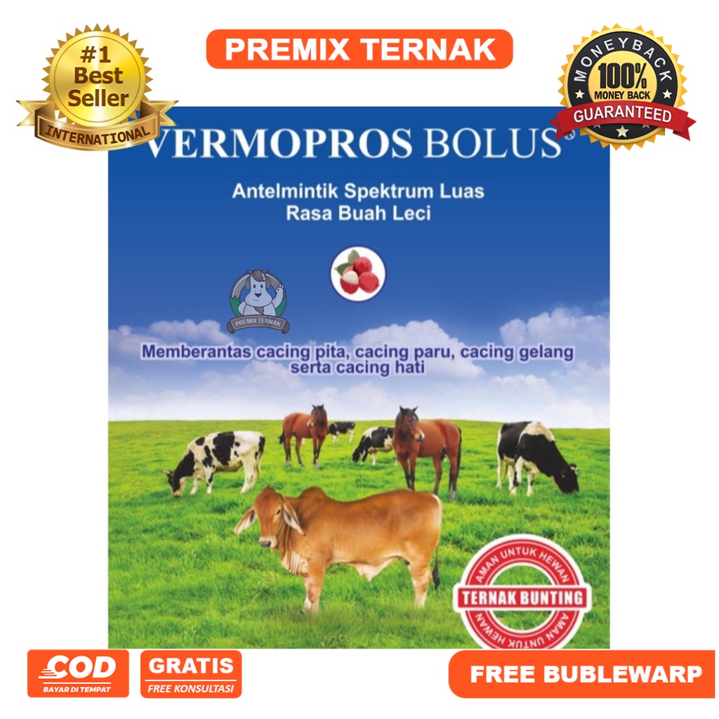 VERMOPROS KAPLET (Isi 50 Kaplet) - OBAT CACING UNTUK KAMBING, DOMBA, &amp; BABI - ANTELMINTIK SPEKTRUM LUAS RASA LECI