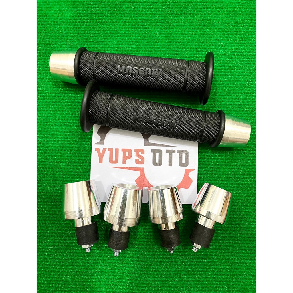 PAKET 2IN1 GRIP HITAM HANDGRIP+ JALU STANG PCX SET CHROME PNP UNIVERSAL SEMUA MOTOR Beat Vario Scoopy Revo Supra Sonic Mio Xeon Jupiter MX Rxking Maxi Lexi Aerox Xride Fino Soul Freego Fazzio Gear Vespa MIO GEAR R25 KLX Crf Trail Genio Cros Vixion