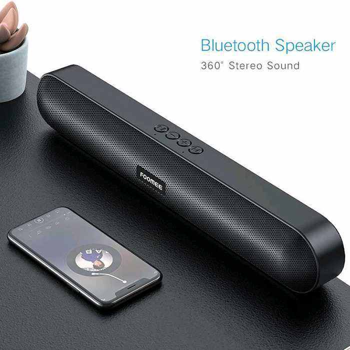 FOOMEE BLUETOOTH SPEAKER HH28 BLACK / HH28-BK - Foomee Speaker Portable Bass Powerfull Travelling Ga