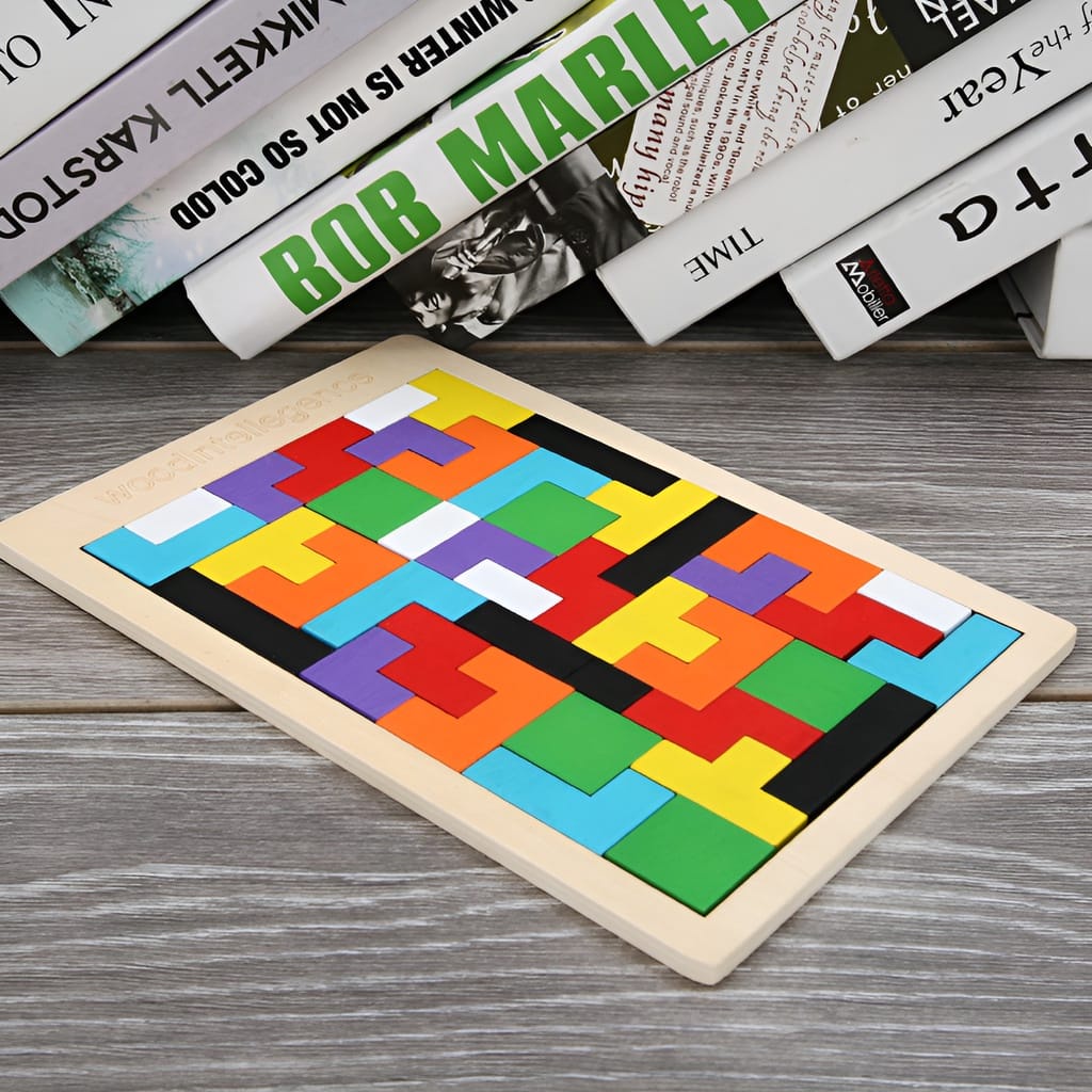 HZ Mainan Puzzle Tetris Russian Tertis Block Toy Mainan Edukasi Anak Wood Intellegence