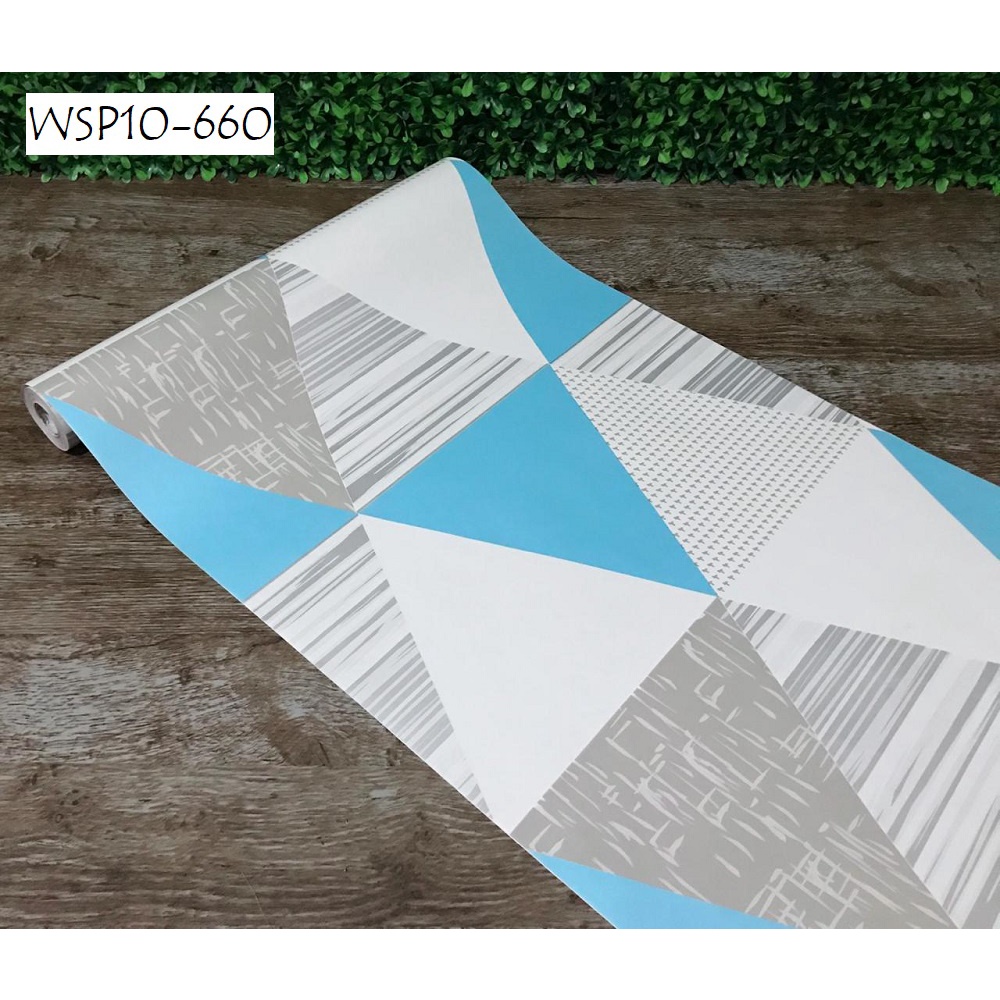 Wallpaper Sticker Dinding Motif Geometris Garis Segitiga 10m Dekorasi Ruang Tamu Kamar