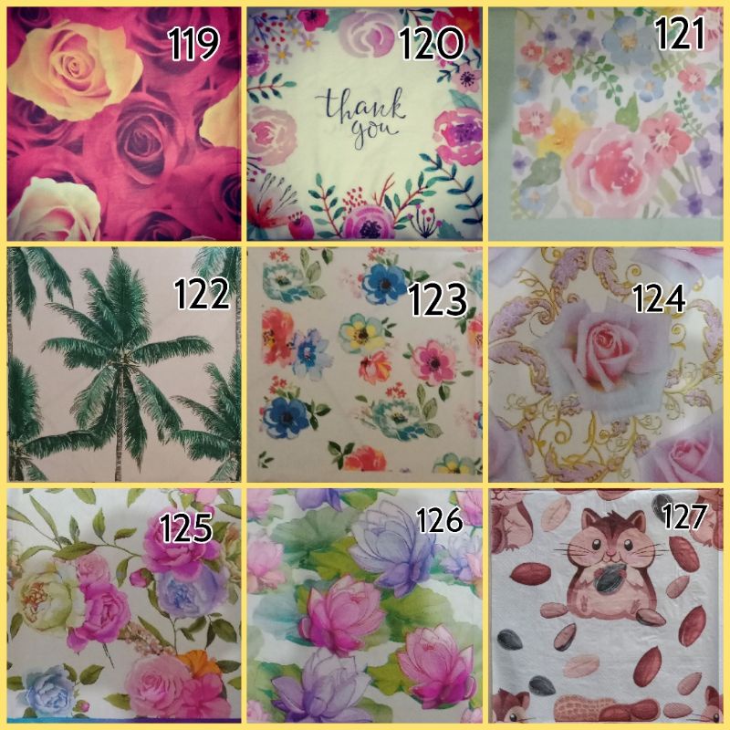 Napkin decoupage tissue decoupage kertas decoupage kerajinan decoupage