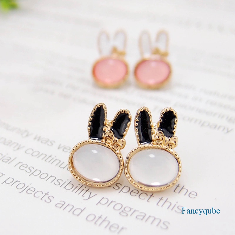 Fancyqube Anting Stud Opal Desain Kelinci Gaya Korea Untuk Wanita