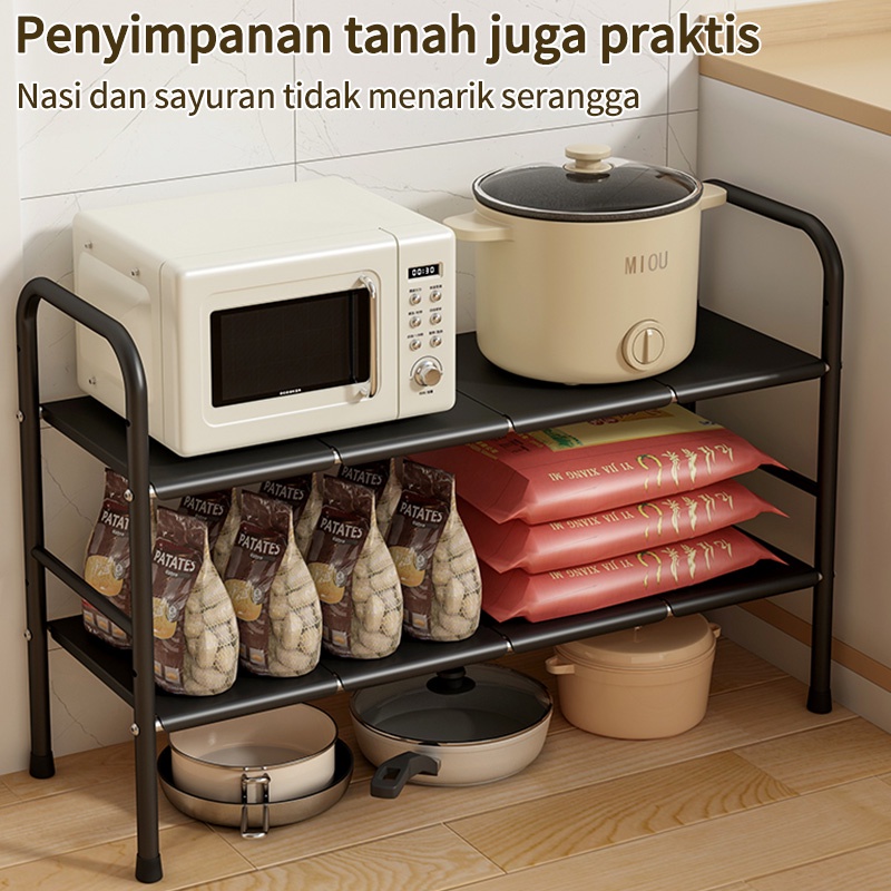 Rak dapur stainless steel yang dapat ditarik di bawah rak panci wastafel rak multifungsi