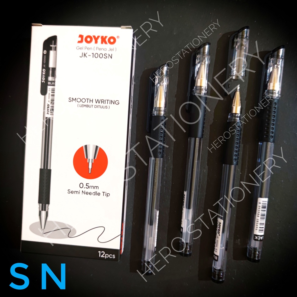 

Pen gel joyko semi needle tip tinta hitam 0.5 mm JK-100SN . 12 unit