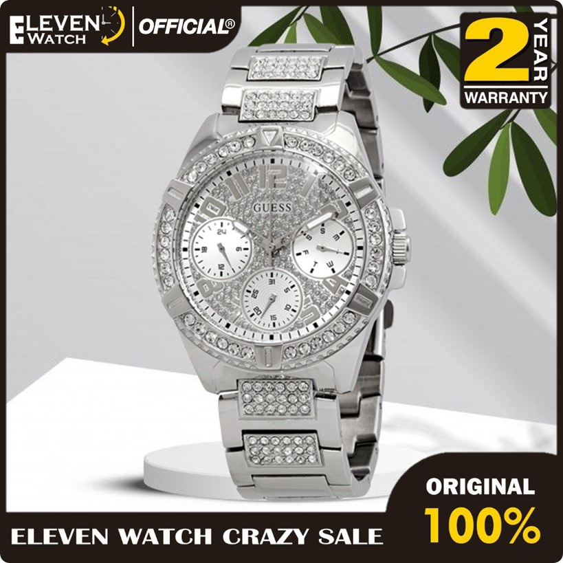 [Promo] Jam Tangan Wanita Guess W1156L1 Bedazzle Silver Dial Stainless Steel  Garansi 2 Tahun [COD]