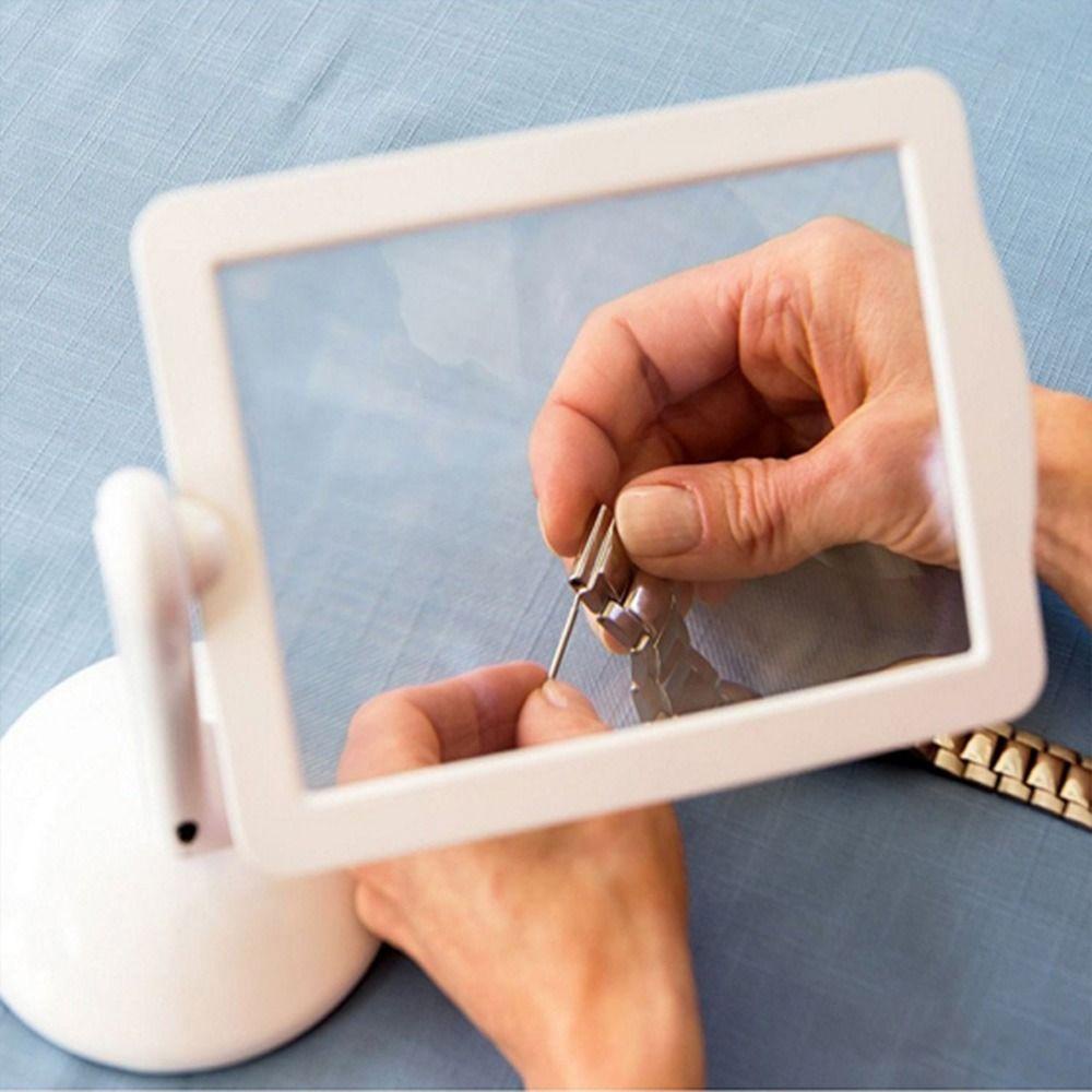 Top Tabletop magnifying glass Portable Dengan 2lampu LED Profesional 3X