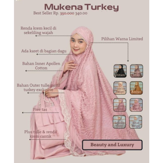 Mukena DelanovaTurkey & Swiss ,mukena Sultan Adem lembut