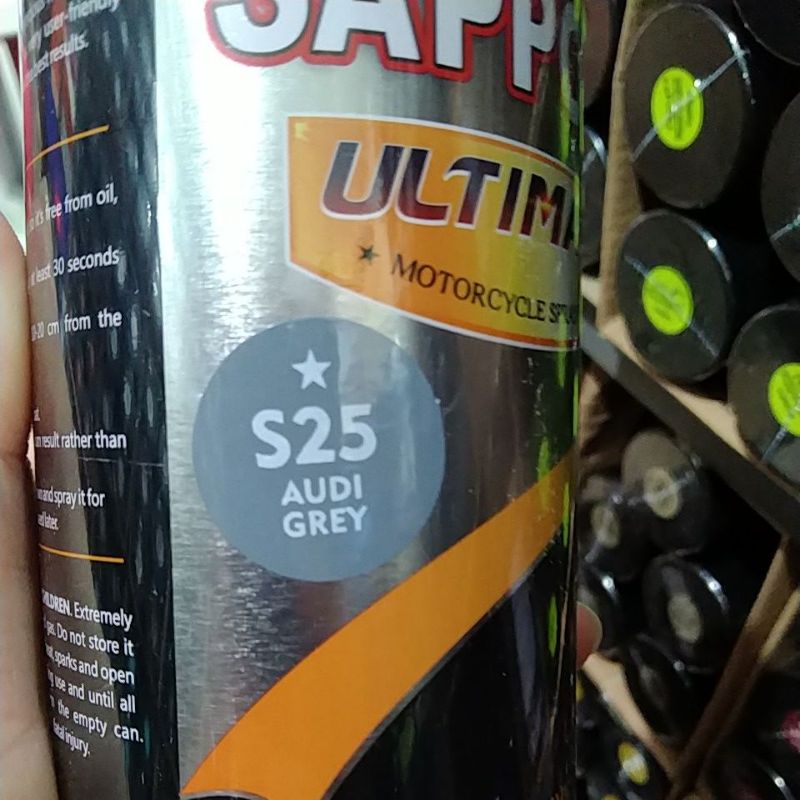 cat spray pilok pilox cat semprot sapporo ultimate S25 audi grey abu gloss glossy saporo 400ml