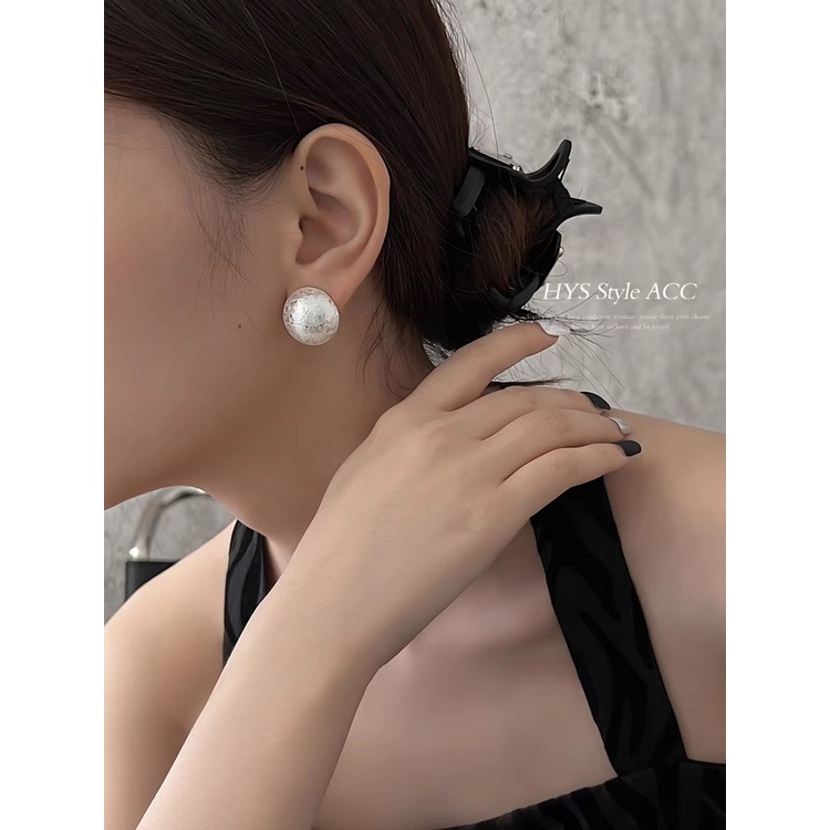 Anting 925 Silver Needle Akrilik Bentuk Bulat Gaya Perancis Untuk Wanita